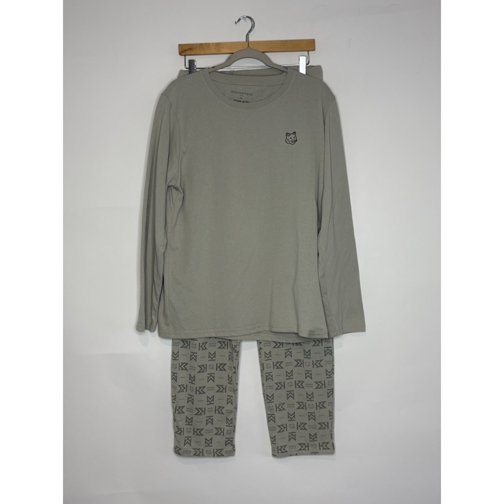 Maison Kitsune Eva Air Pajama Set Large Long Sleeve Grey Business Class Unisex